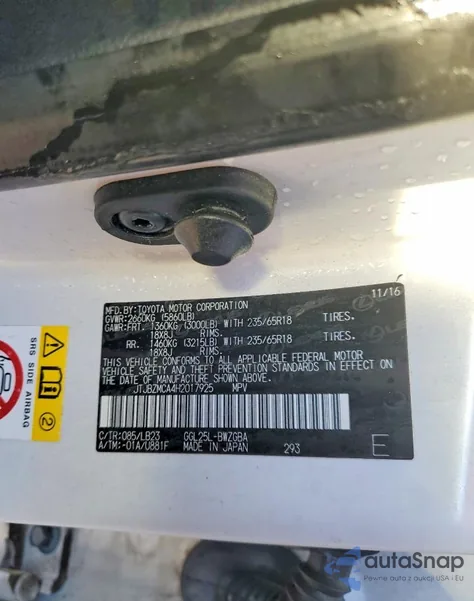 2017 Lexus Rx 350 Base из США, поврежденный, VIN JTJBZMCA4H2017925